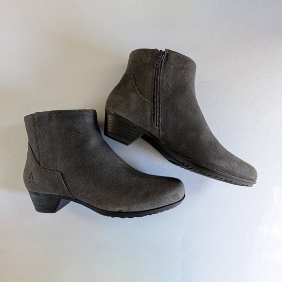Abeo Melanie Leather Ankle Boots, Genuine Leather Dark Grey Booties, Size 7 - Picture 2 of 8